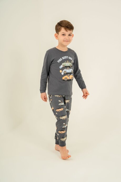 Rolypoly Erkek Çocuk %100 Pamuk The Best One Gri Uzun Kol Pijama Takım RP3874-C-V2 - 5