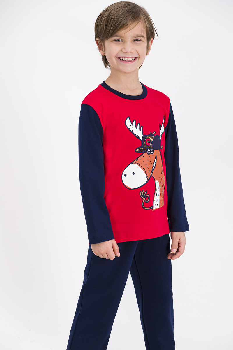 Rolypoly Winter Deer Açık Kırmızı Erkek Çocuk Pijama Takımı