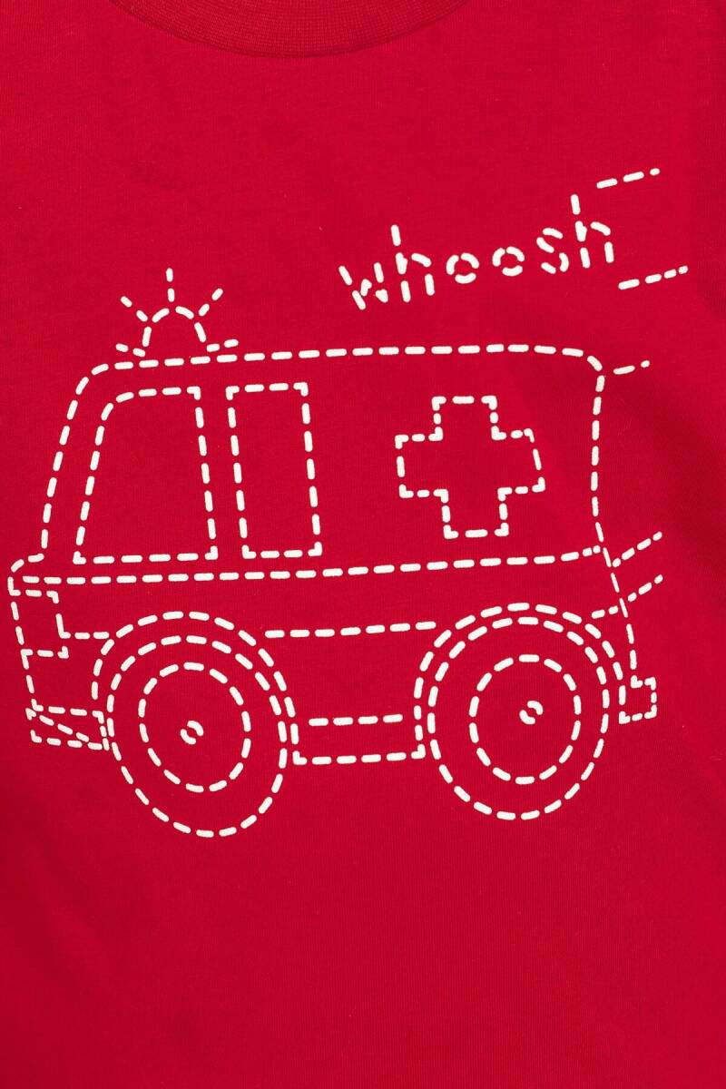 Rolypoly Erkek Çocuk %100 Pamuk Whoosh Ambulance Kırmızı Uzun Kol Pijama Takım RP3871-C-V1 - 3