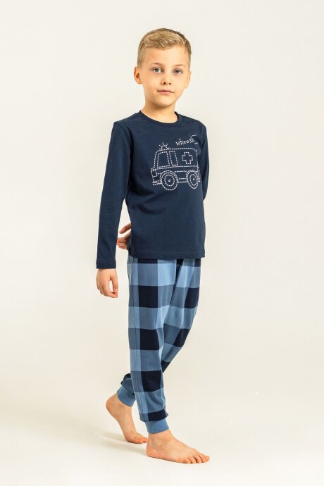 Rolypoly Erkek Çocuk %100 Pamuk Whoosh Ambulance Lacivert Uzun Kol Pijama Takım RP3871-C-V2 (1)