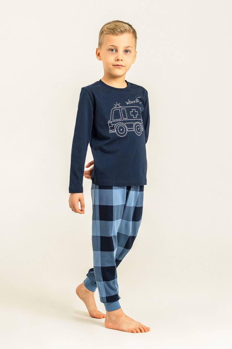 Rolypoly Erkek Çocuk %100 Pamuk Whoosh Ambulance Lacivert Uzun Kol Pijama Takım RP3871-C-V2 - 2