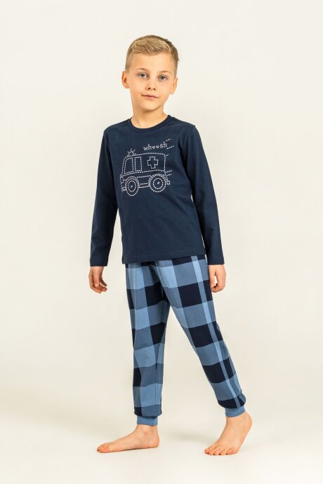 Rolypoly Erkek Çocuk %100 Pamuk Whoosh Ambulance Lacivert Uzun Kol Pijama Takım RP3871-C-V2