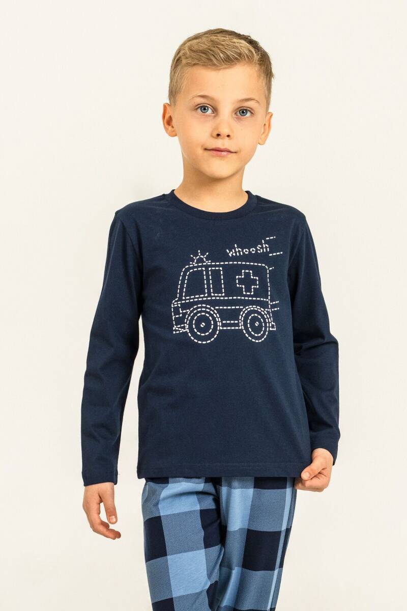 Rolypoly Erkek Çocuk %100 Pamuk Whoosh Ambulance Lacivert Uzun Kol Pijama Takım RP3871-C-V2 - 7