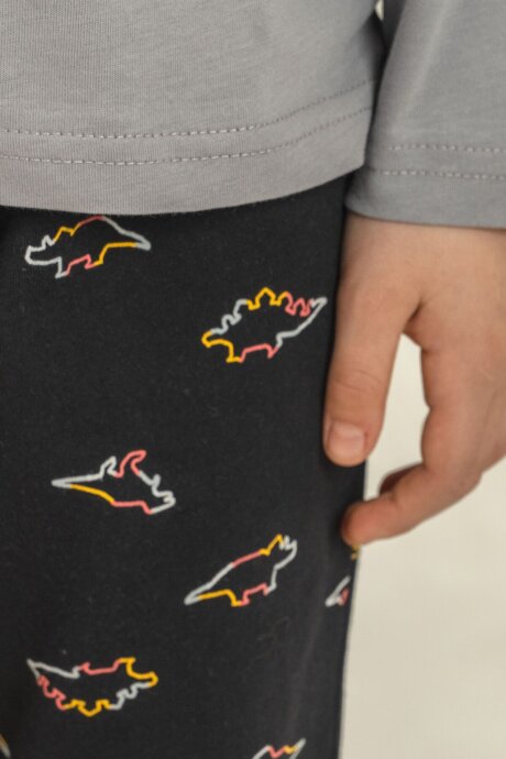 Rolypoly Erkek Çocuk %100 Pamuk Wildlife Gri Uzun Kol Pijama Takım RP3866-C-V2 - 6