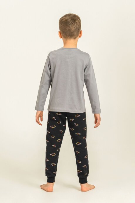 Rolypoly Erkek Çocuk %100 Pamuk Wildlife Gri Uzun Kol Pijama Takım RP3866-C-V2 - 4