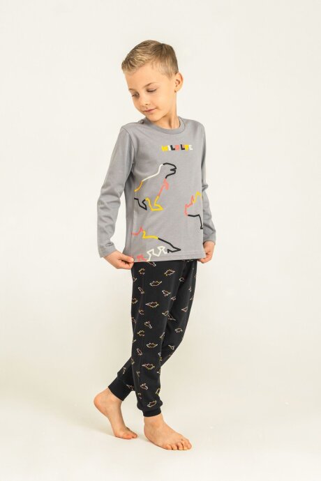 Rolypoly Erkek Çocuk %100 Pamuk Wildlife Gri Uzun Kol Pijama Takım RP3866-C-V2