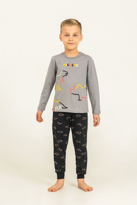 Rolypoly Erkek Çocuk %100 Pamuk Wildlife Gri Uzun Kol Pijama Takım RP3866-C-V2 - 7