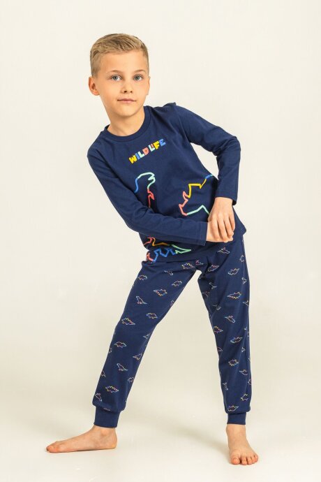 Rolypoly Erkek Çocuk %100 Pamuk Wildlife Lacivert Uzun Kol Pijama Takım RP3866-C-V1