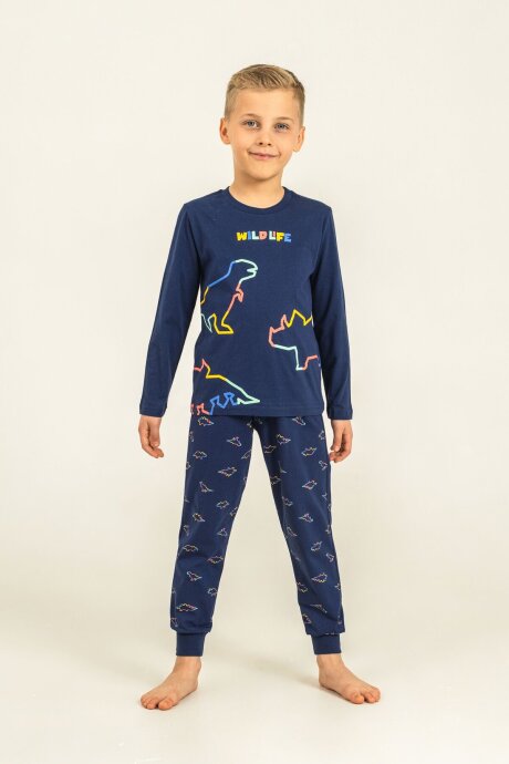 Rolypoly Erkek Çocuk %100 Pamuk Wildlife Lacivert Uzun Kol Pijama Takım RP3866-C-V1 - 7
