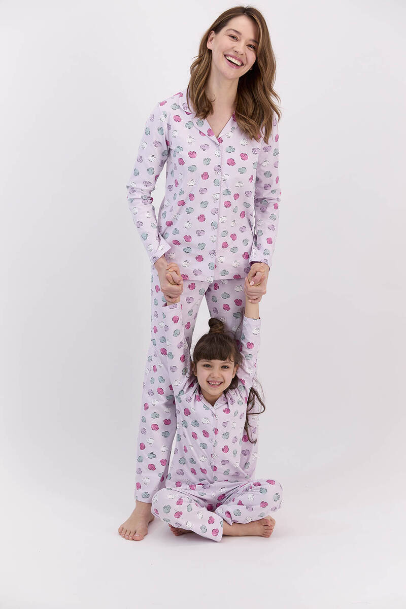 RolyPoly - RolyPoly Hendgehogs Açık Lila Kız Çocuk Gömlek Pijama Takımı (1)