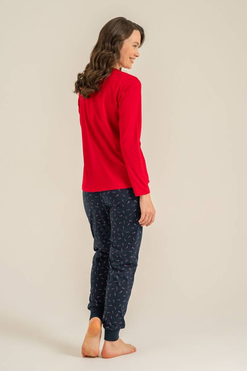 Rolypoly Ho Ho Ho Deer Anne Kız %100 Pamuk Kırmızı Uzun Kol Pijama Takım RP3934-A-V1 - 6