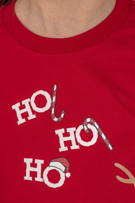 Rolypoly Ho Ho Ho Deer Anne Kız %100 Pamuk Kırmızı Uzun Kol Pijama Takım RP3934-A-V1 - 5
