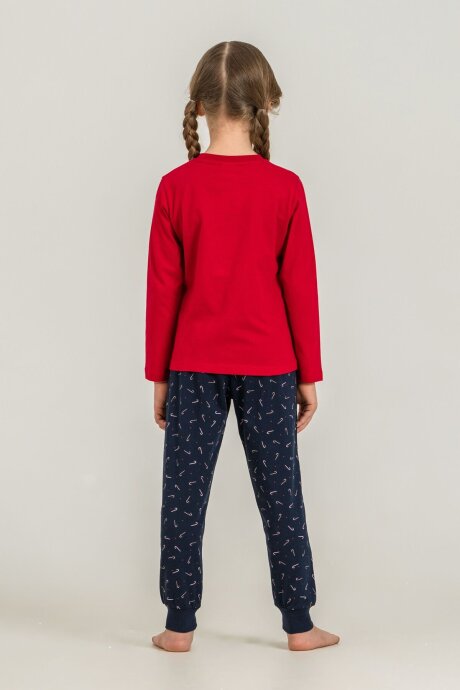 Rolypoly Ho Ho Ho Deer Anne Kız %100 Pamuk Kırmızı Uzun Kol Pijama Takım RP3934-A-V1 - 3