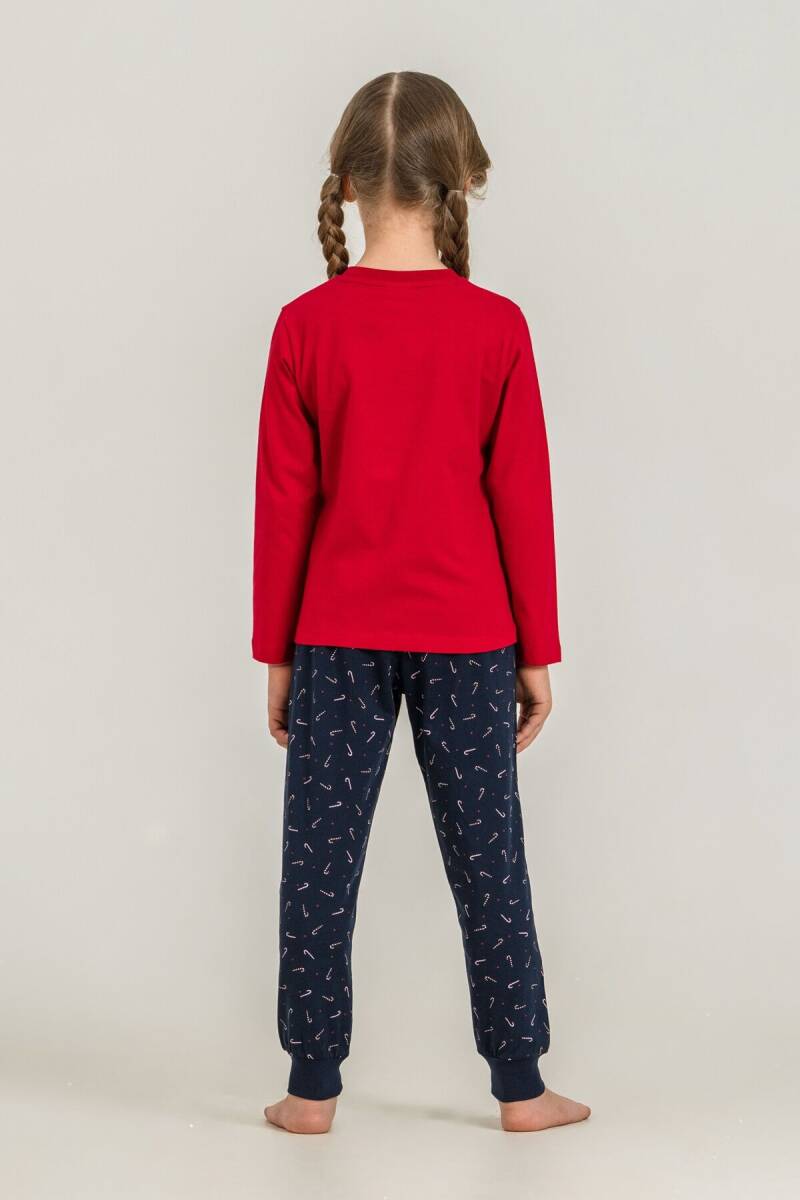 Rolypoly Ho Ho Ho Deer Anne Kız %100 Pamuk Kırmızı Uzun Kol Pijama Takım RP3934-A-V1 - 3