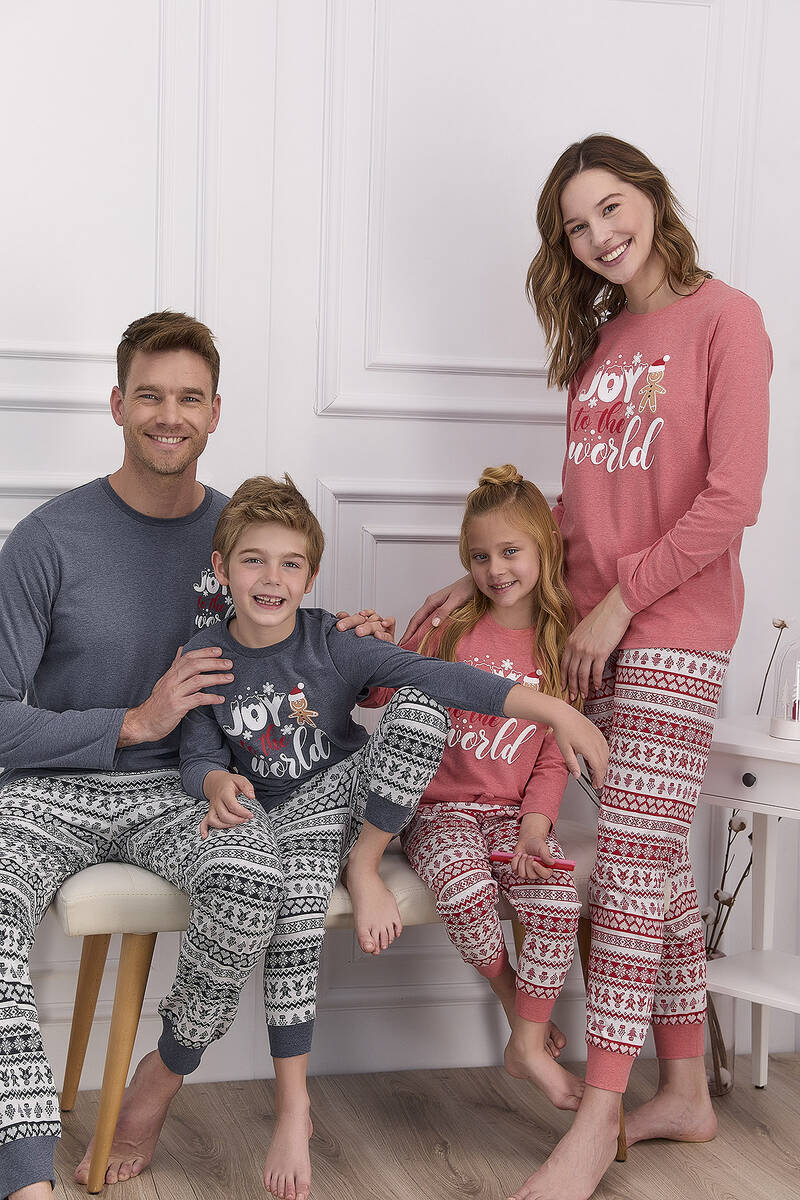 RolyPoly - RolyPoly Joy To The World Kırmızımelanj Kız Çocuk Pijama Takımı