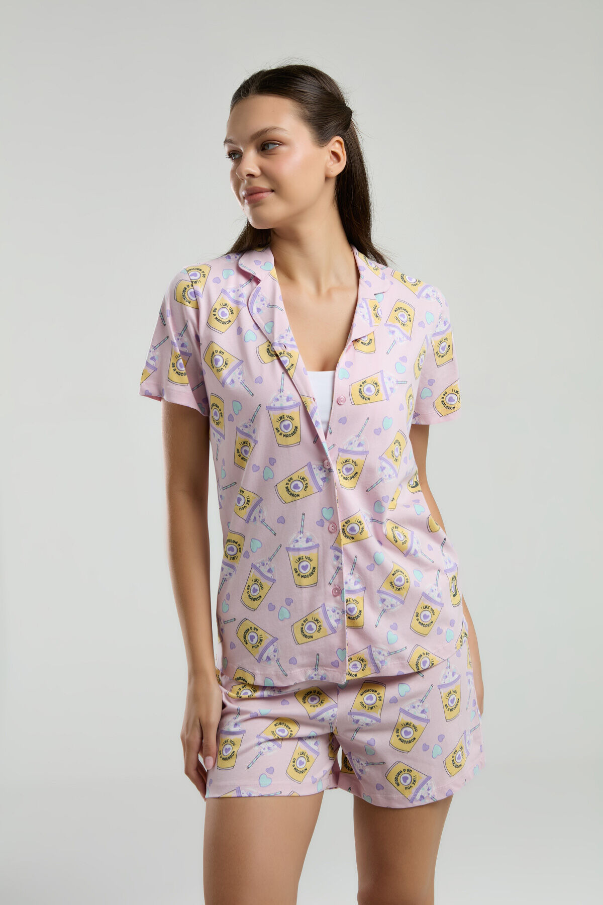 Rolypoly Kadın Pembe Gömlek Pijama