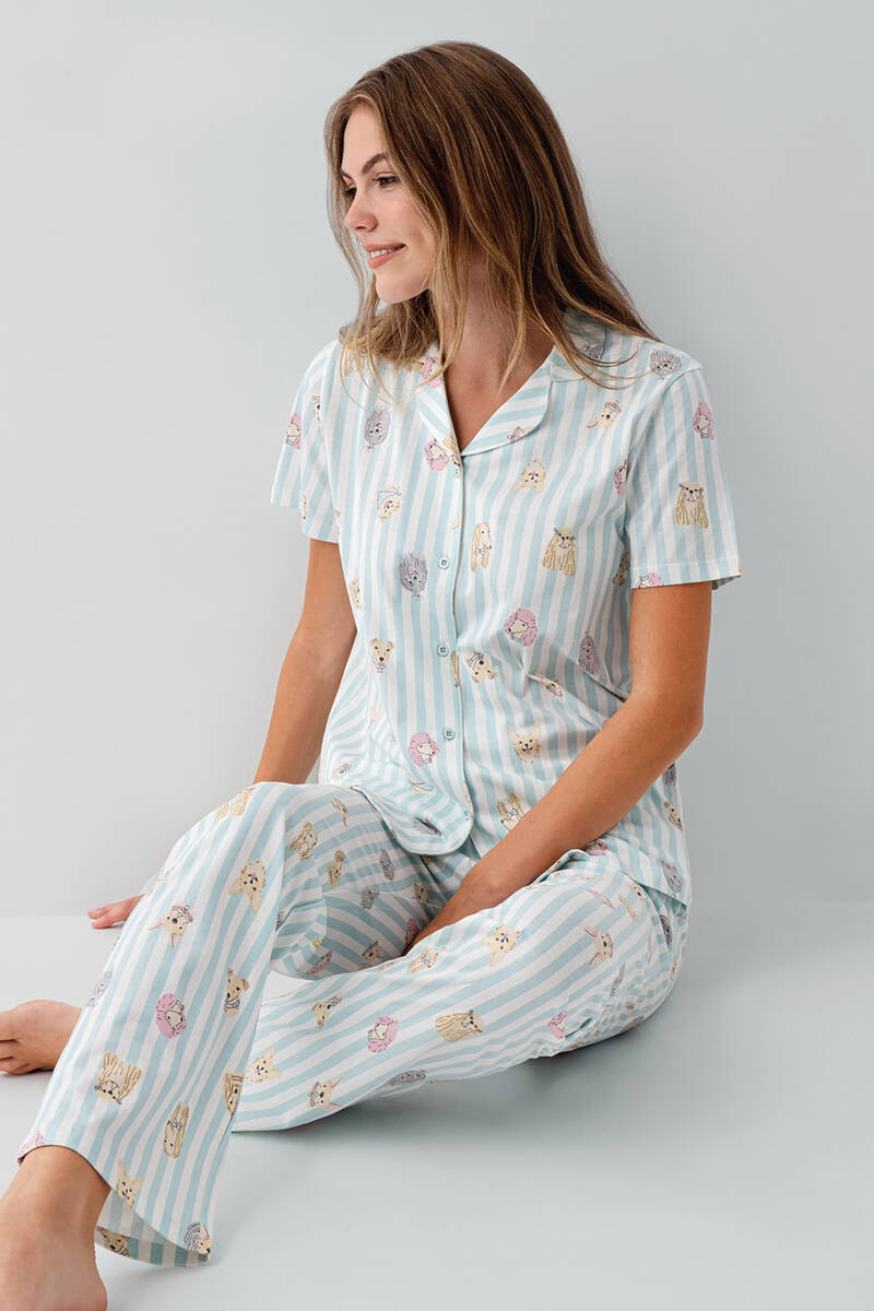 Rolypoly Kadın Yeşil Gömlek Pijama Takım