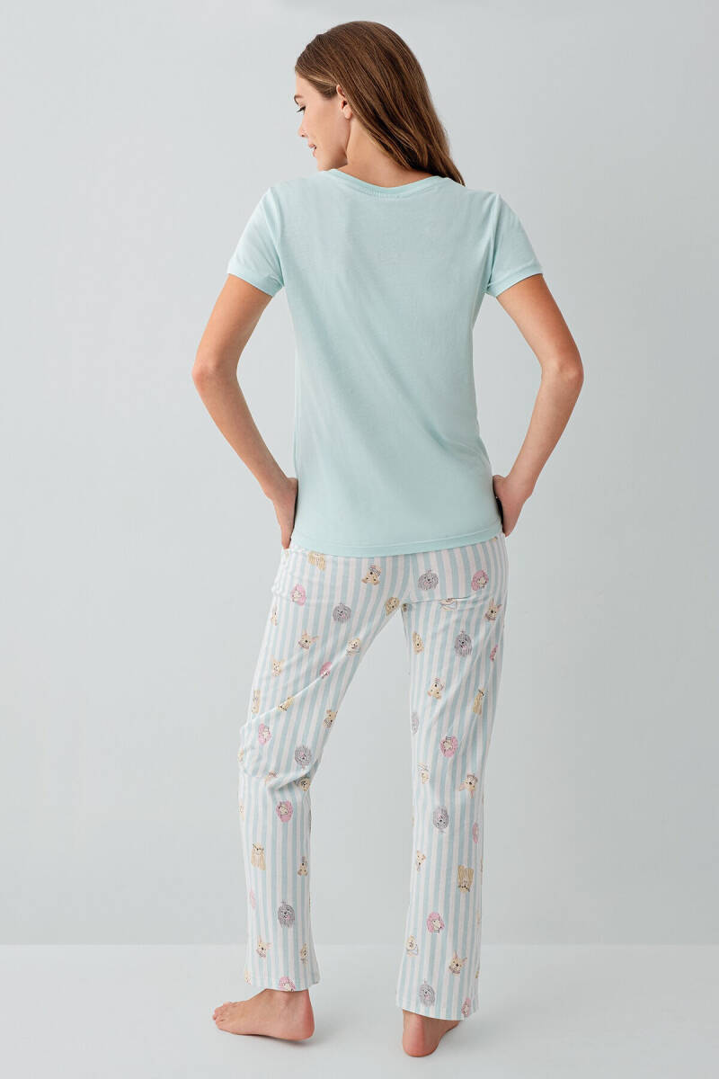 Rolypoly Kadın Bisiklet Yaka Baskılı Yazlık Regular Fit Yeşil Pijama Takımı RP3810-S-V2 - 4
