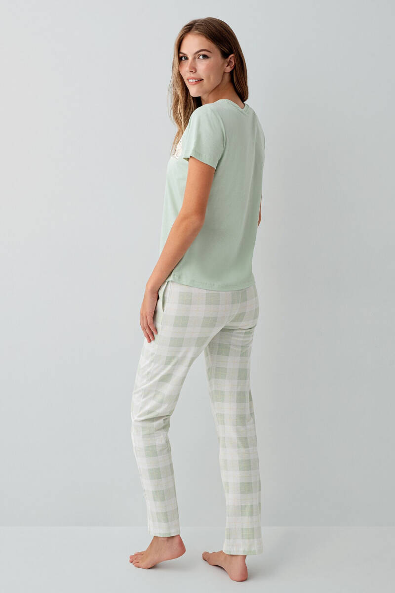 Rolypoly Kadın Bisiklet Yaka Baskılı Yazlık Regular Fit Yeşil Pijama Takımı RP3808-S-V2 - 3