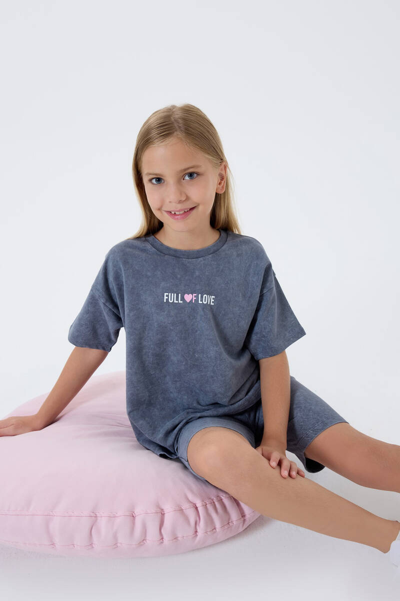 Rolypoly Kız Çocuk Antrasit Bermuda Takım