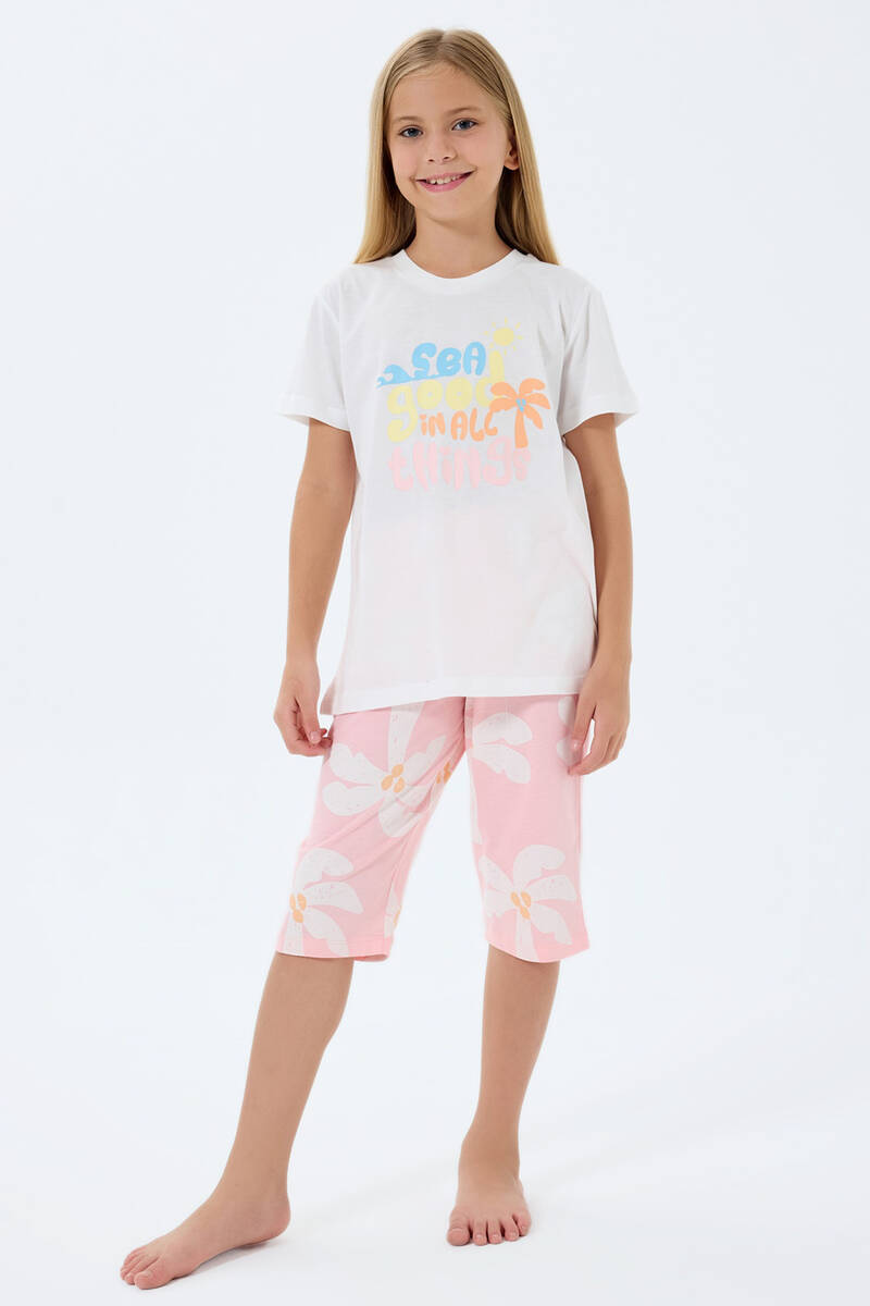 Rolypoly Kız Çocuk Beyaz Kapri Takım