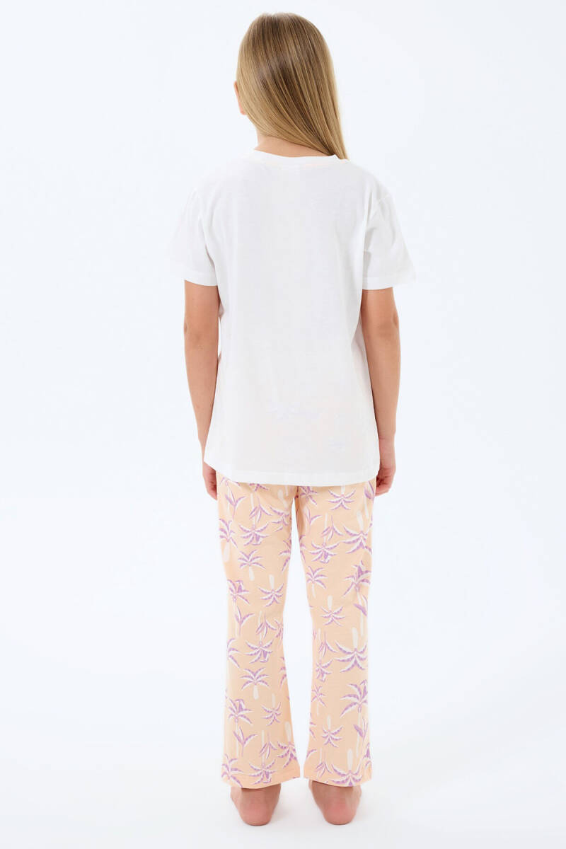 Rolypoly Kız Çocuk Bisiklet Yaka Baskılı Yazlık Regular Fit Beyaz Pijama Takımı RP3811-C-V1 - 4