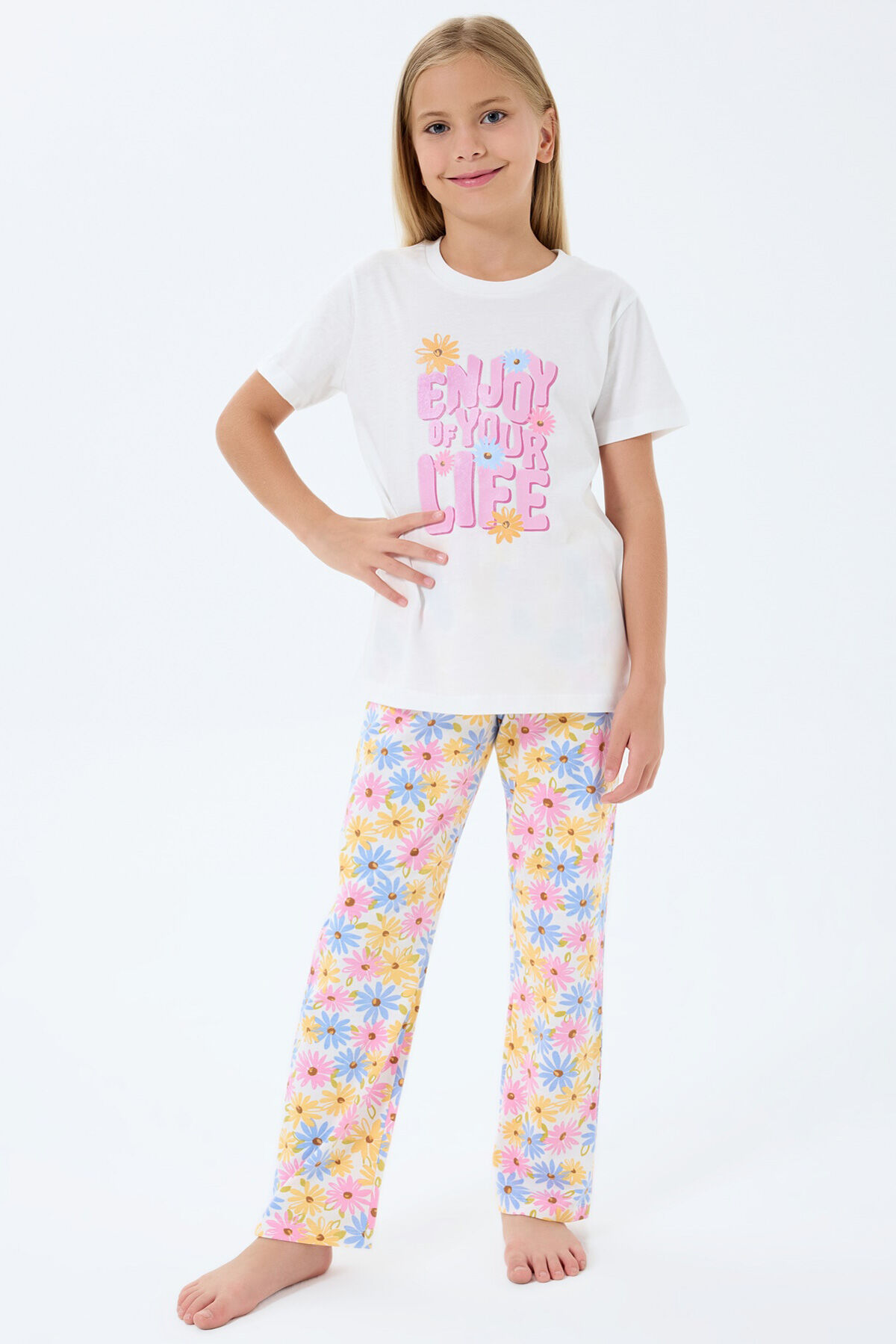 Rolypoly Kız Çocuk Beyaz Pijama Takım