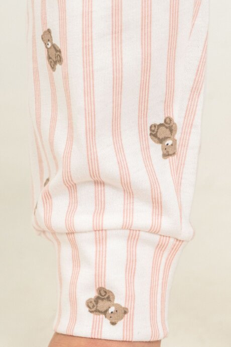 Rolypoly Kız Çocuk %100 Pamuk Cool Bear Beyaz Uzun Kol Pijama Takım RP3912-C-V1 - 5