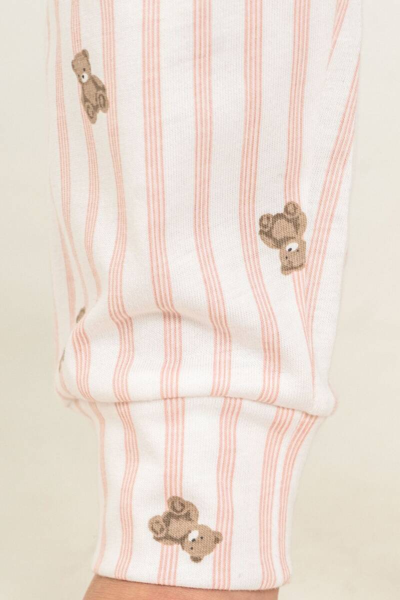 Rolypoly Kız Çocuk %100 Pamuk Cool Bear Beyaz Uzun Kol Pijama Takım RP3912-C-V1 - 5