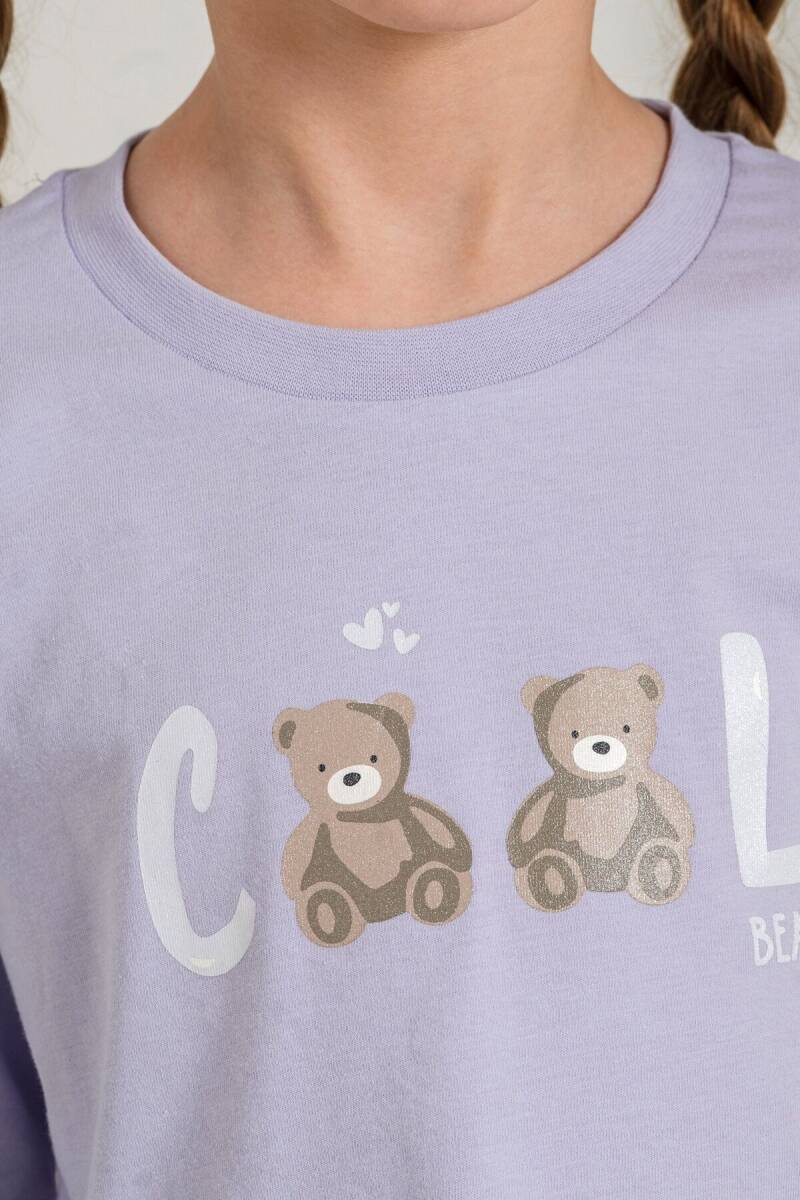 Rolypoly Kız Çocuk %100 Pamuk Cool Bear Mor Uzun Kol Pijama Takım RP3912-C-V2 - 3
