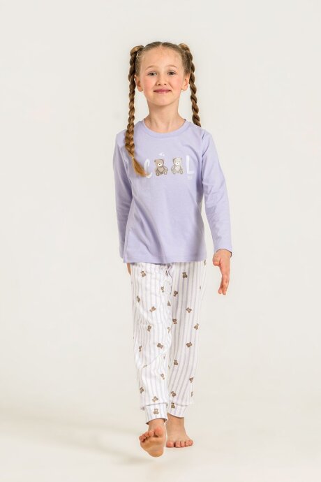 Rolypoly Kız Çocuk Cool Bear Mor Uzun Kol Pijama Takım RP3912-C-V2