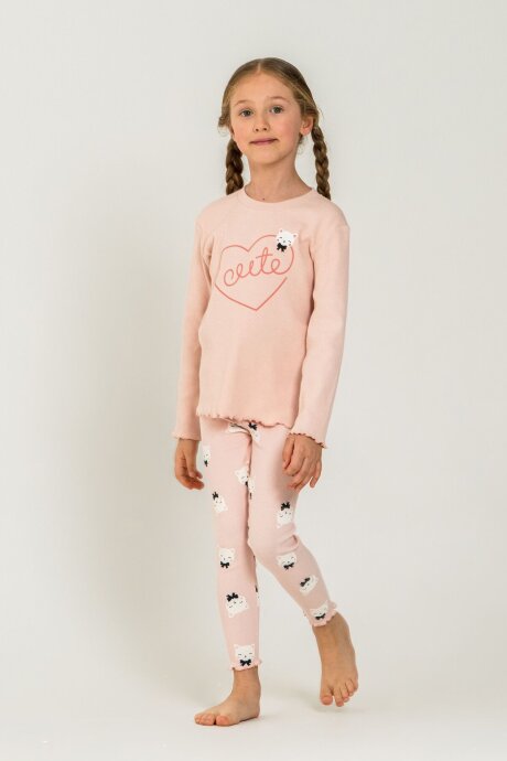 Rolypoly Kız Çocuk Cute Kitten Turuncu Tayt Takım RP3900-C-V1 (1)