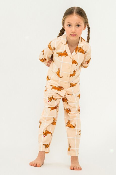 Rolypoly Kız Çocuk %100 Pamuk Cute Puppy Krem Gömlek Pijama Takımı RP3908-C-V1 - 8