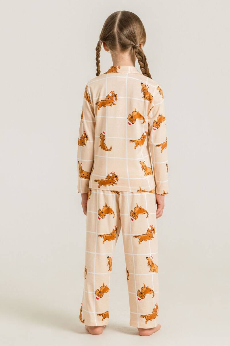 Rolypoly Kız Çocuk %100 Pamuk Cute Puppy Krem Gömlek Pijama Takımı RP3908-C-V1 - 4