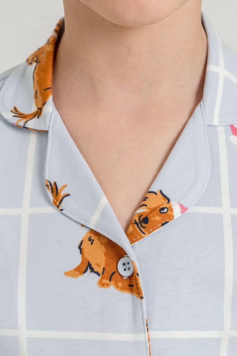 Rolypoly Kız Çocuk %100 Pamuk Cute Puppy Mavi Gömlek Pijama Takımı RP3908-C-V2 - 3