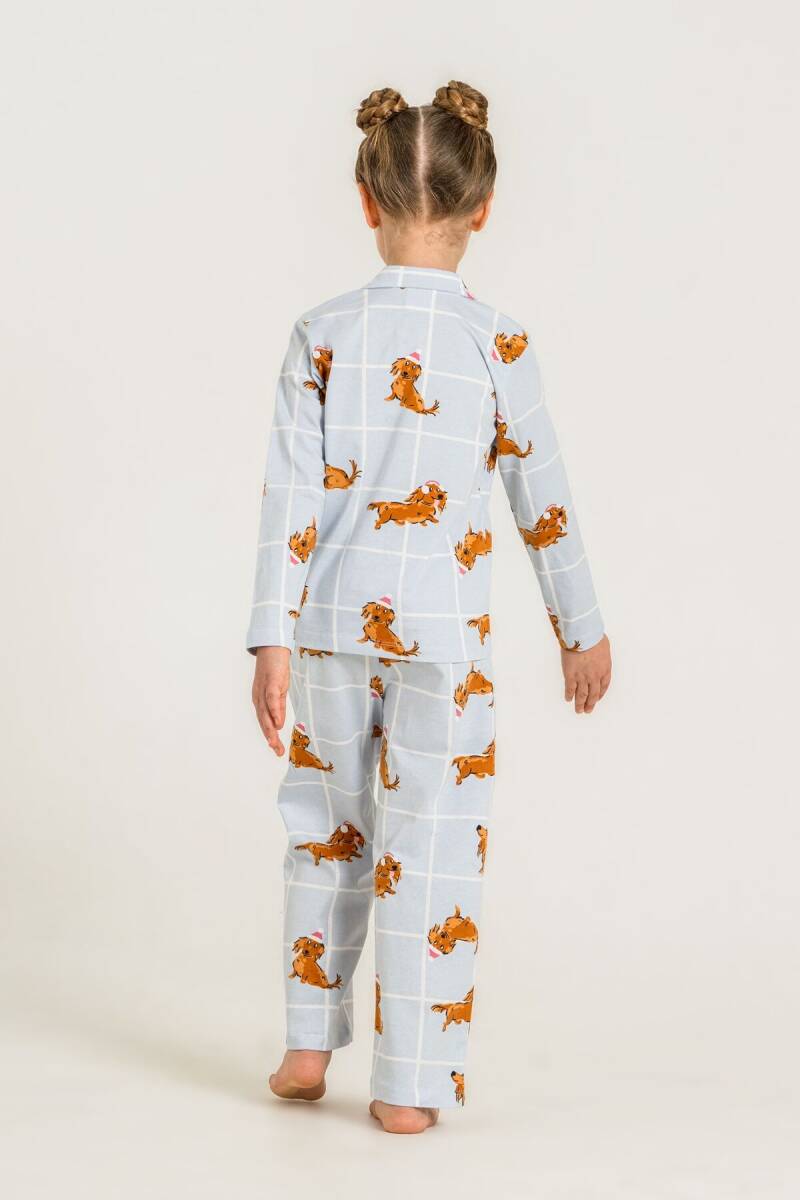 Rolypoly Kız Çocuk %100 Pamuk Cute Puppy Mavi Gömlek Pijama Takımı RP3908-C-V2 - 4
