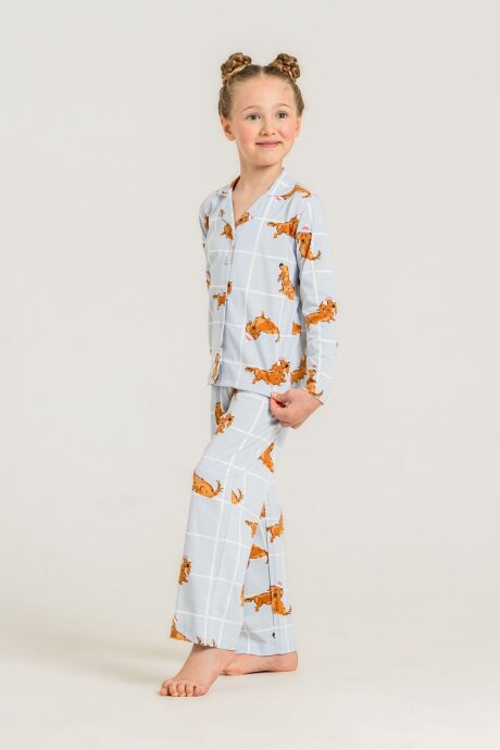 Rolypoly Kız Çocuk Cute Puppy Mavi Gömlek Pijama Takımı RP3908-C-V2 (1)