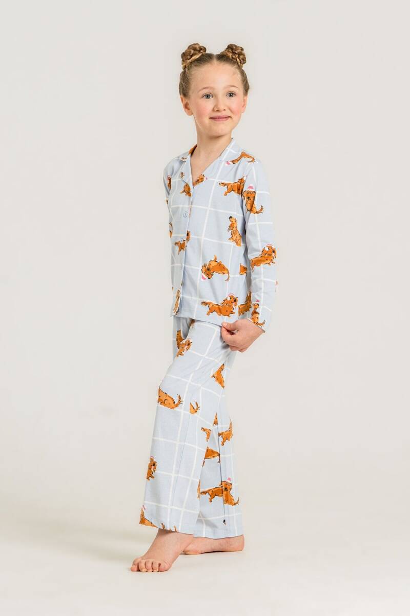 Rolypoly Kız Çocuk %100 Pamuk Cute Puppy Mavi Gömlek Pijama Takımı RP3908-C-V2 - 2
