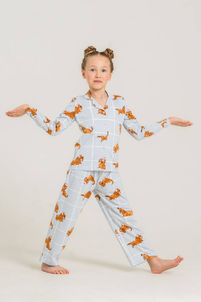 Rolypoly Kız Çocuk %100 Pamuk Cute Puppy Mavi Gömlek Pijama Takımı RP3908-C-V2 - 6