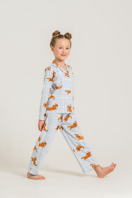 Rolypoly Kız Çocuk Cute Puppy Mavi Gömlek Pijama Takımı RP3908-C-V2