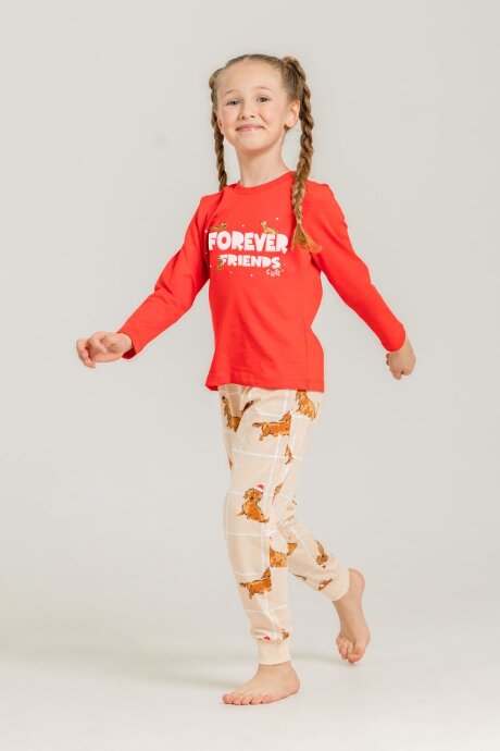 Rolypoly Kız Çocuk %100 Pamuk Forever Friends Kırmızı Uzun Kol Pijama Takım RP3907-C-V1 - 7
