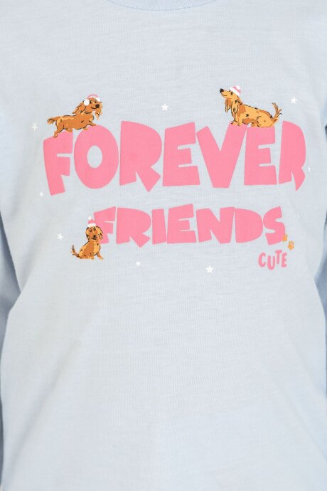 Rolypoly Kız Çocuk %100 Pamuk Forever Friends Mavi Uzun Kol Pijama Takım RP3907-C-V2 - 3
