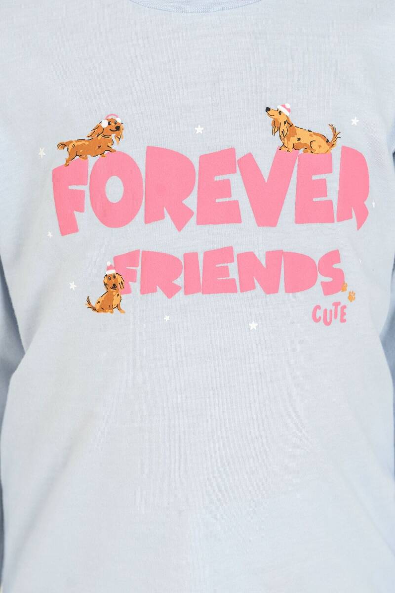 Rolypoly Kız Çocuk %100 Pamuk Forever Friends Mavi Uzun Kol Pijama Takım RP3907-C-V2 - 3