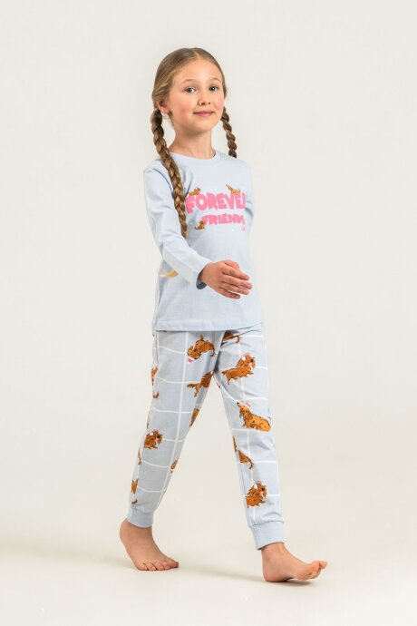 Rolypoly Kız Çocuk %100 Pamuk Forever Friends Mavi Uzun Kol Pijama Takım RP3907-C-V2 - 5