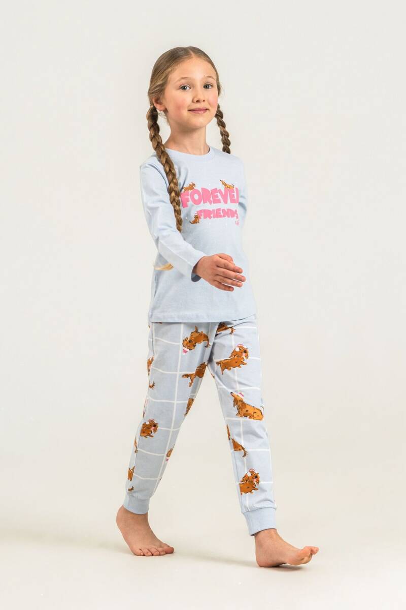 Rolypoly Kız Çocuk %100 Pamuk Forever Friends Mavi Uzun Kol Pijama Takım RP3907-C-V2 - 5