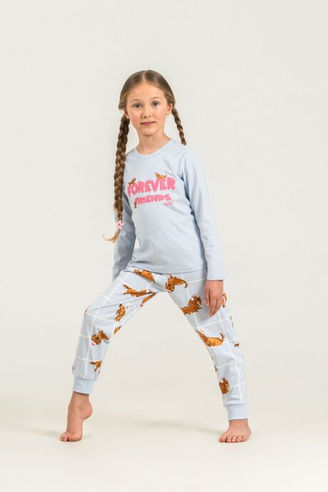 Rolypoly Kız Çocuk %100 Pamuk Forever Friends Mavi Uzun Kol Pijama Takım RP3907-C-V2 - 7