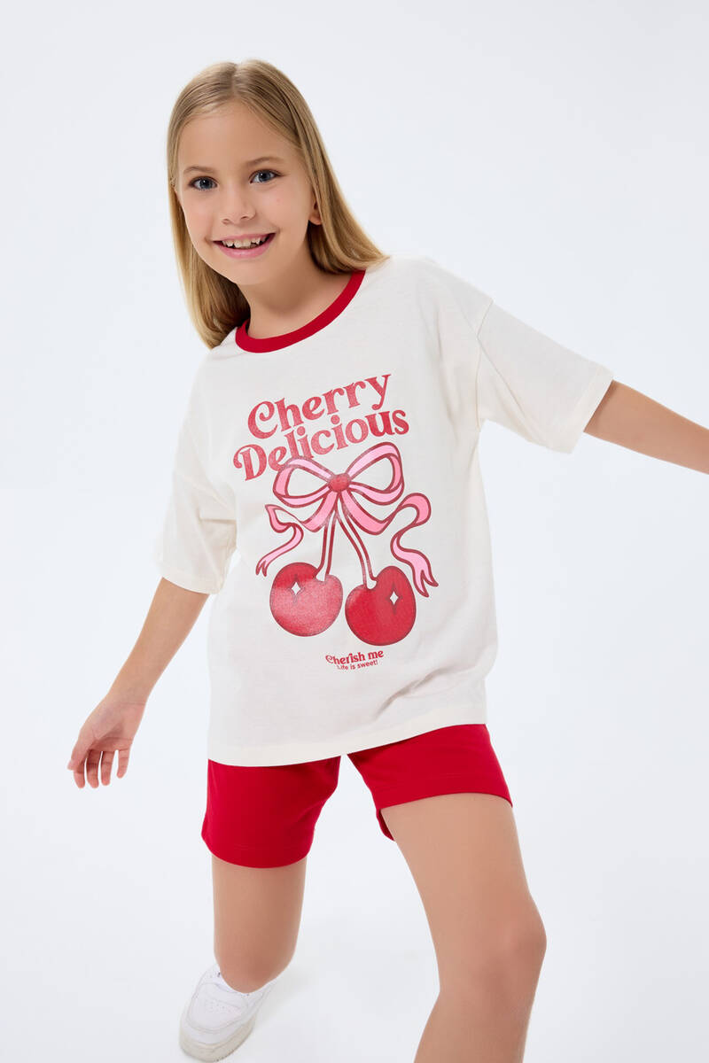 Rolypoly Kız Çocuk Krem Şort Takım