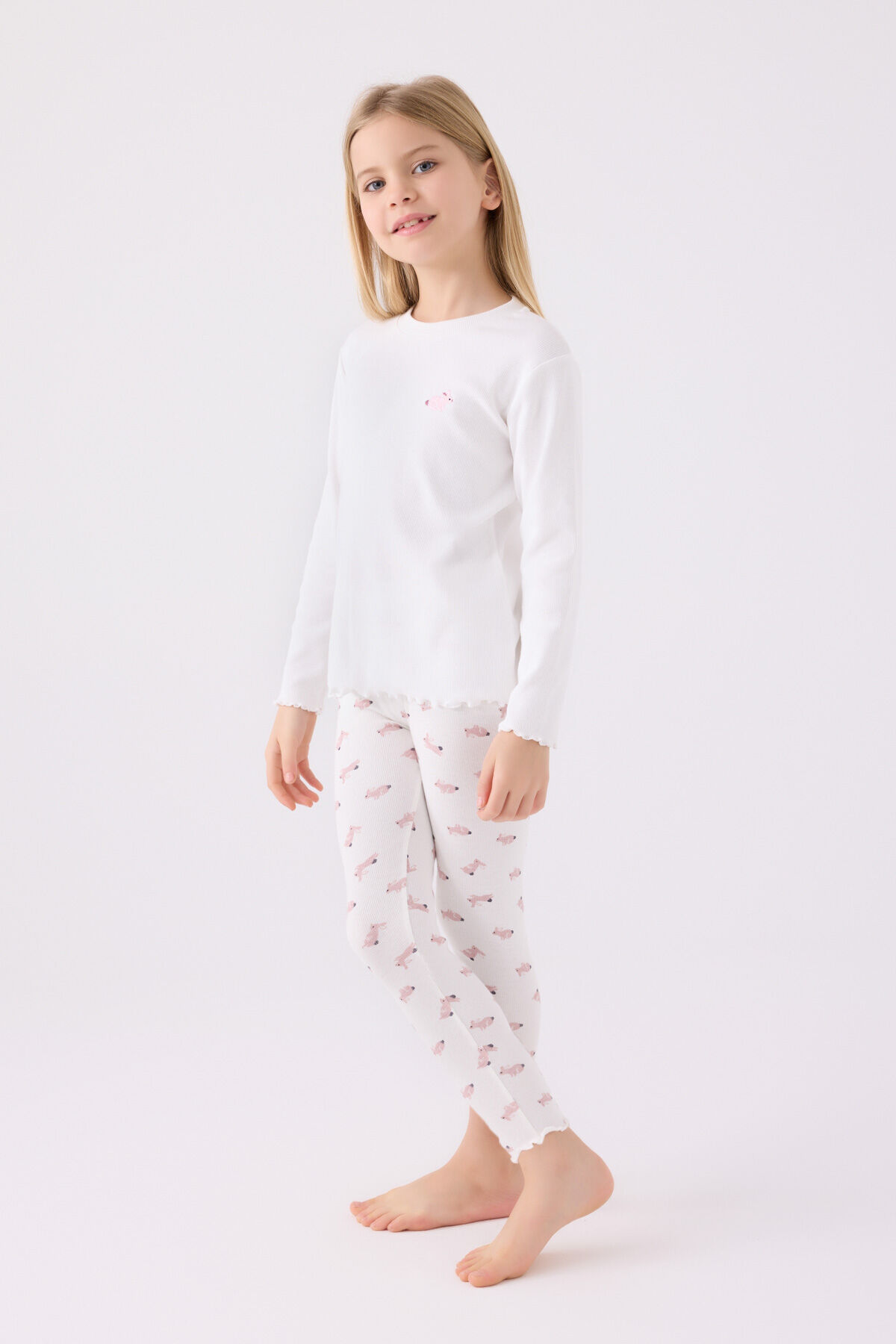 Rolypoly Kız Çocuk Beyaz Pijama Takımı