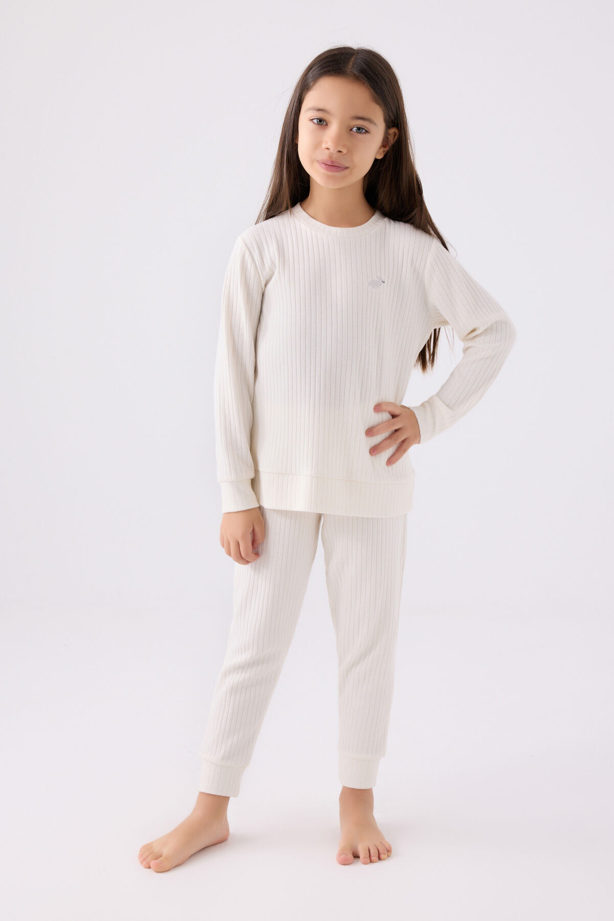 Rolypoly Kız Çocuk Beyaz Pijama Takımı