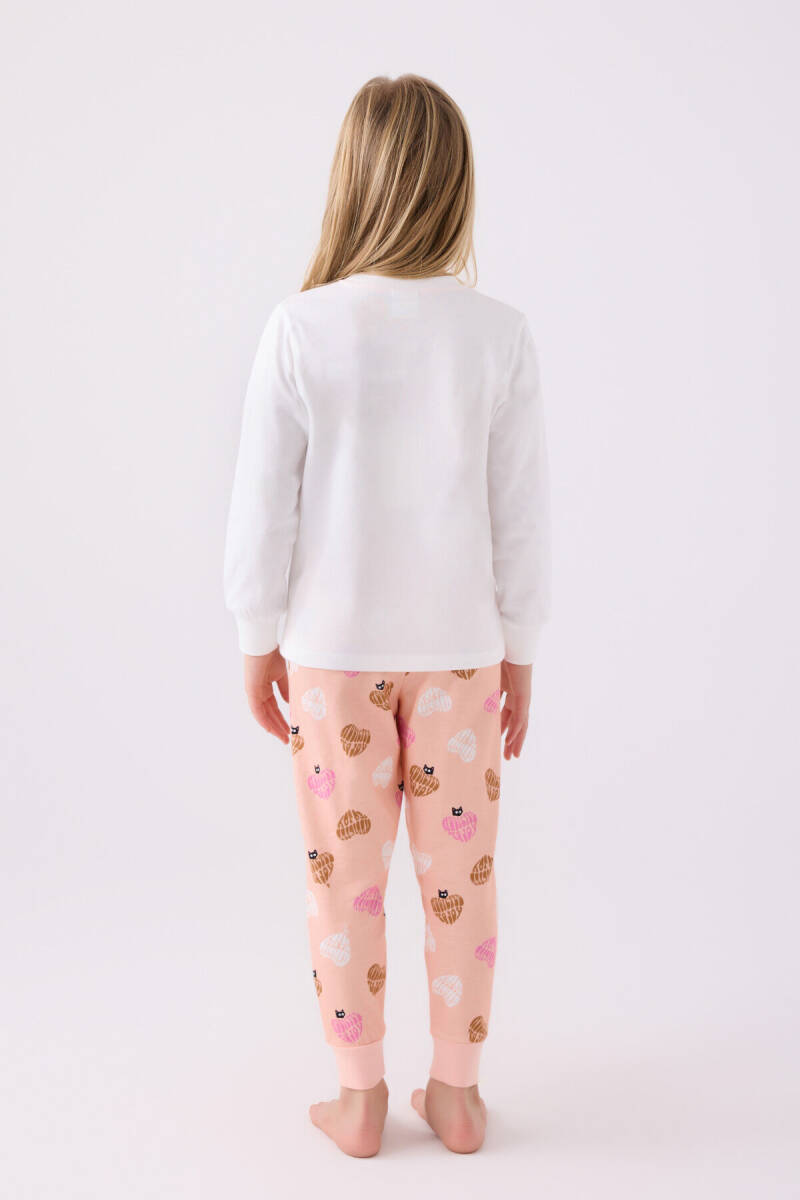 Rolypoly Kız Çocuk Bisiklet Yaka Pigment Baskılı Kışlık Regular Fit Beyaz Pijama Takımı RP3466-C-V1 - 5